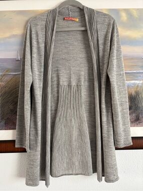 KUNA Kayla Royal Alpaca Cardigan Sweater Gray Medium M Luxury Peru Knit